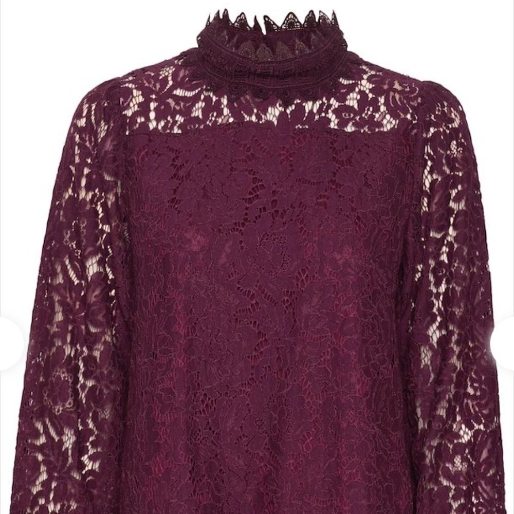 Cream CRPuna Lace blouse Burgundy lined current style size 44